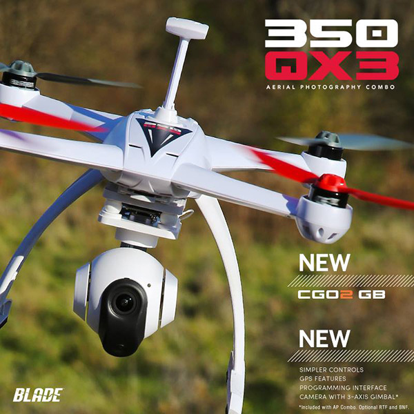 Drone Blade 350 QX3 AP Combo con videocamera CGO2 GB 5.8GHz da 16